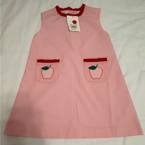 The Beaufort Bonnet Company Pink Back to School Apple Apron Dress
